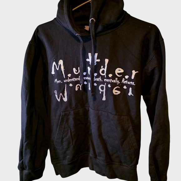 Women's Black Graphic Hoodie Meduim - Picture 2 of 4